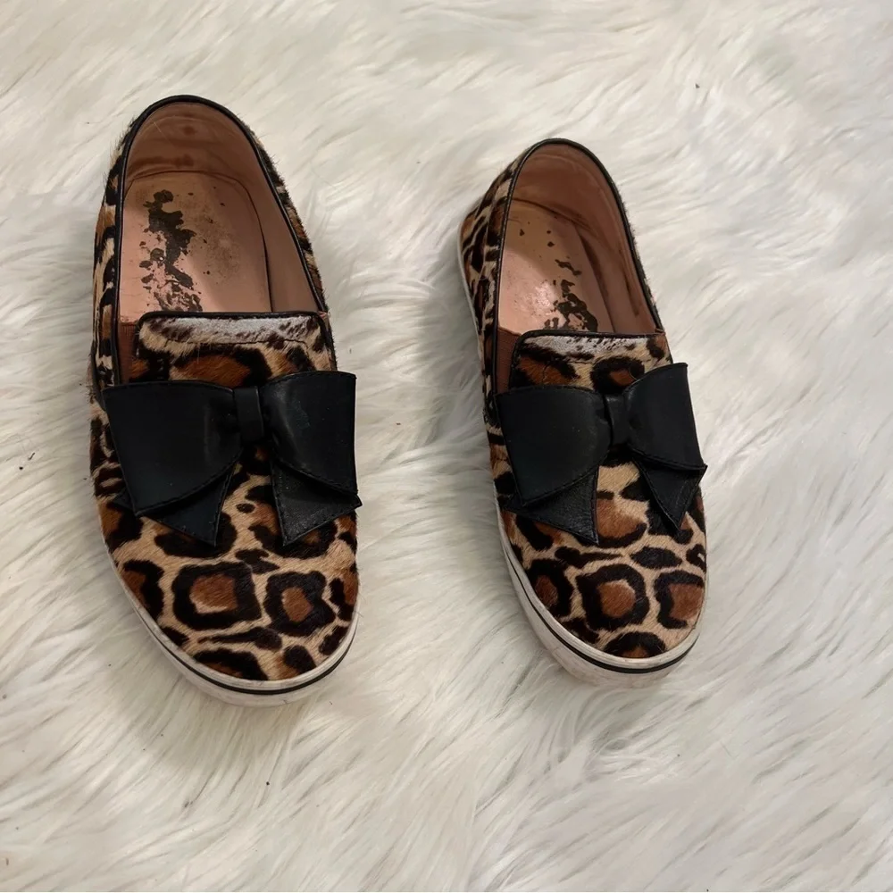 Kate Spade NY Women's Size 6.5 Delise Leopard Print Slip On Sneakers Calf Hair
